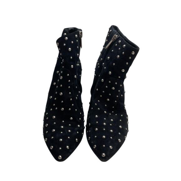 Sam Edelman Roya Black Suede Silver Studded Boots 8 - Picture 1 of 7